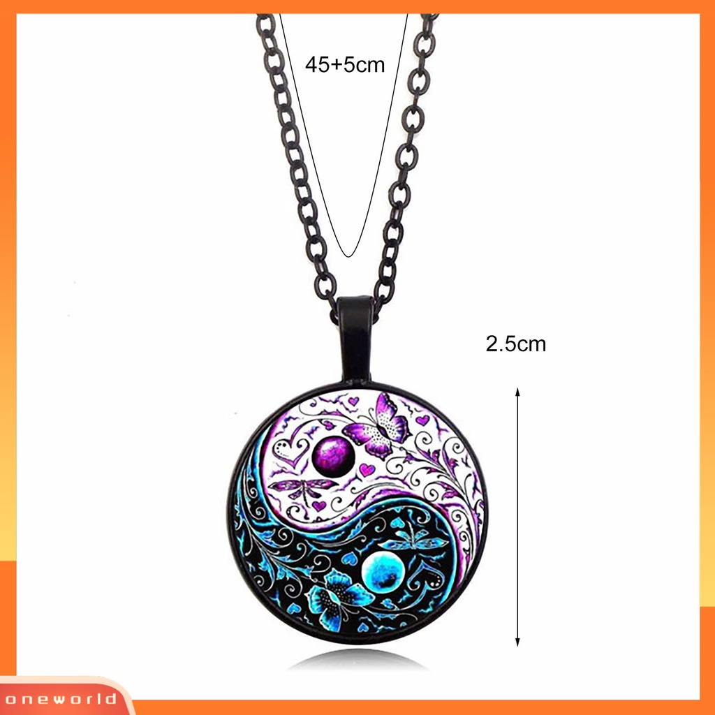 [ONE] Tai Chi Liontin Unisex Kalung Gaya China Fashion Jewelry Kalung Sweater Motif Kupu-Kupu Dua Warna Untuk Halloween