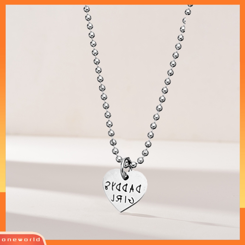 [ONE] 2pcs/set Kalung Ayah Anak Perempuan Warna Silver Motif Huruf Kalung Stainless Halus Kunci Cincin Set Untuk Hadiah