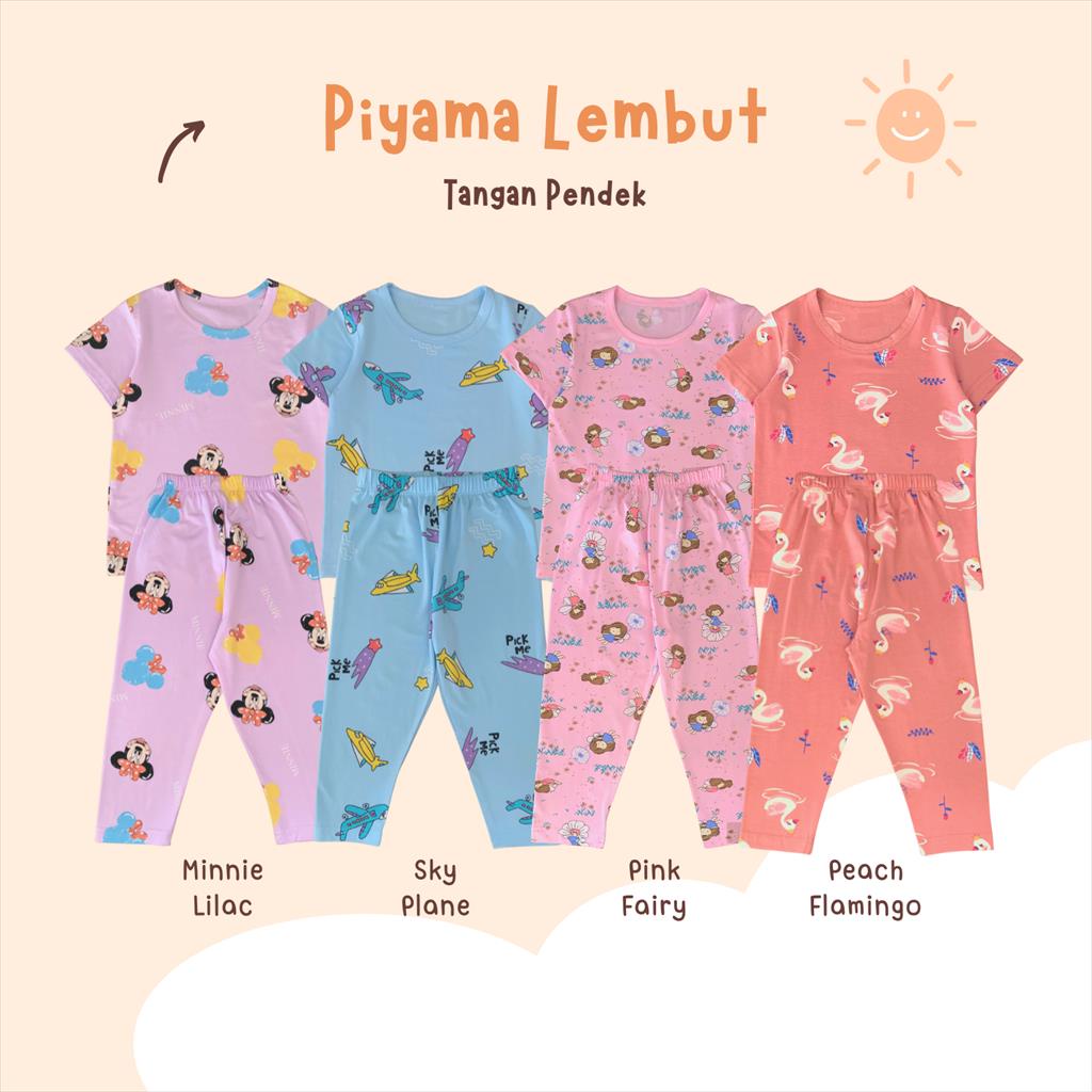 Yobebee Setelan Baju Tidur Anak Usia 2 3 4 6 8 10 Tahun Baju One Set Piyama Pajamas Kids Motif Karakter Kaos Cotton Lembut Strech Model Baju Harian Santai Anak Laki Laki Perempuan Cewek Cowok