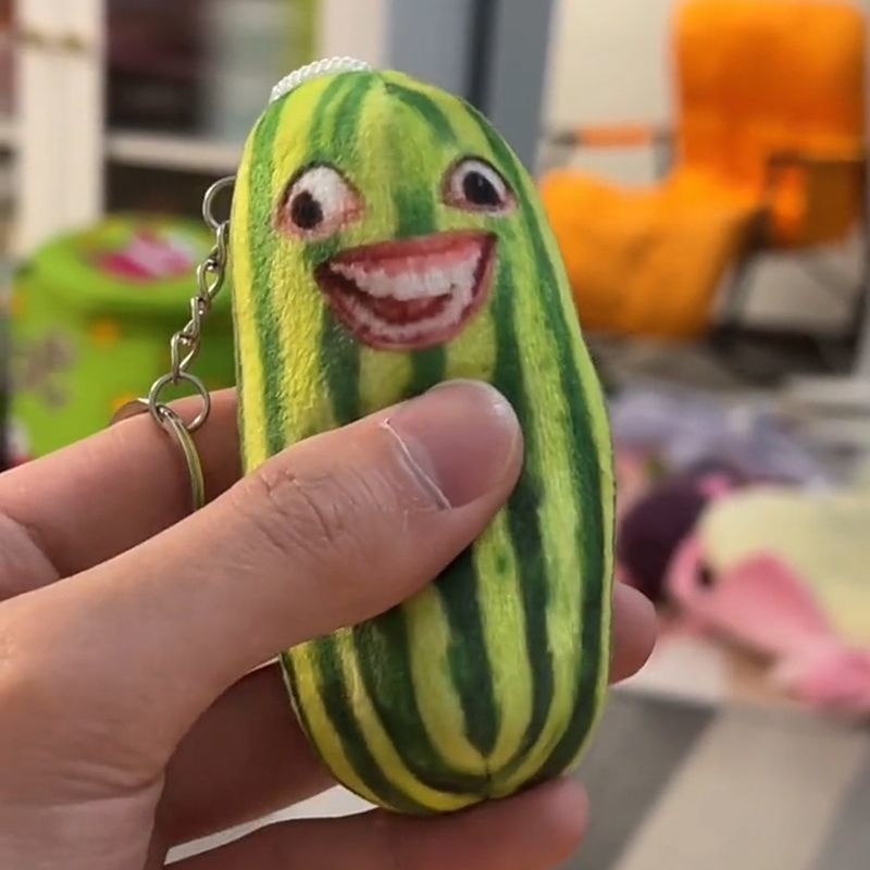 Tiktok Gantungan Kunci Semangka Lucu Bisa Bicara Wacky Emoticon Pendant Watermelon Man Efek Spesial Voice Keyring