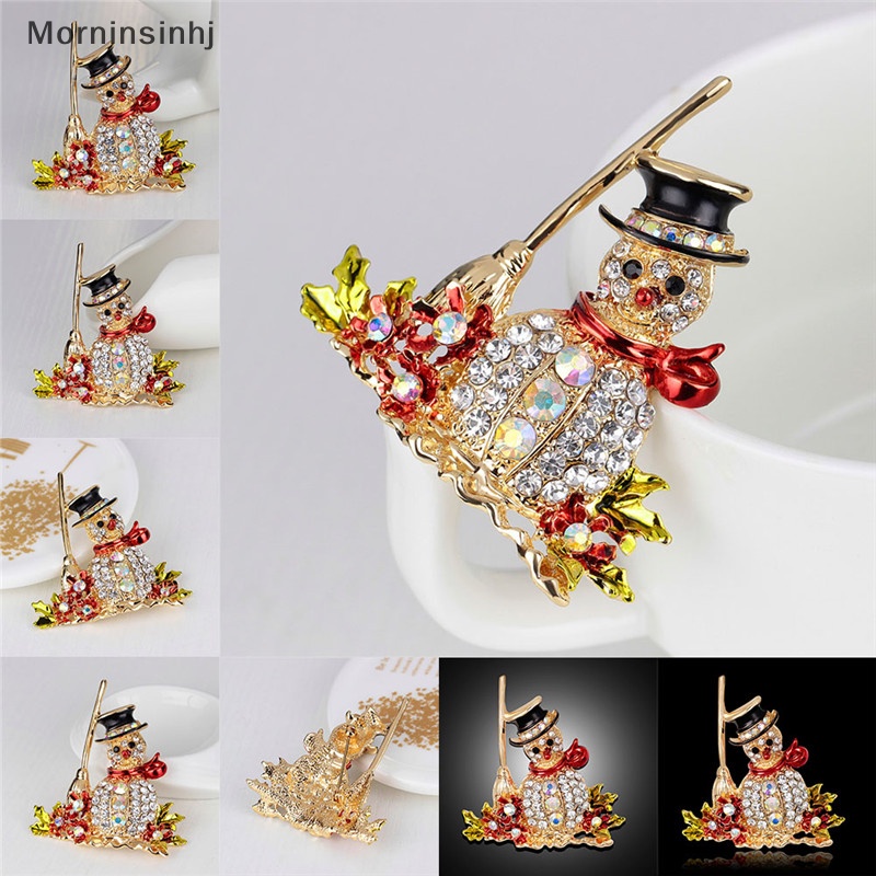 Mornin Panas Gaya Baru Indah Ctystal Berlian Imitasi Natal Snowman Bros Pin Xmas GiftsHot FashionStyle Indah Ctystal id