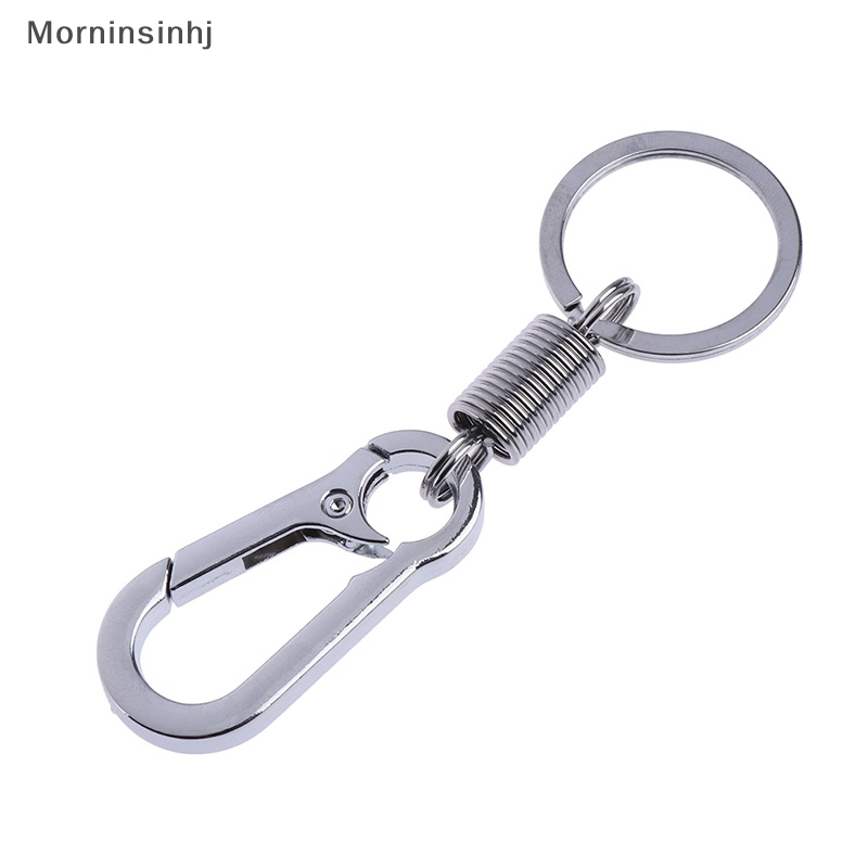 Mornin Silver tone spring buckle belt Tas Klip loop hook Gantungan Kunci key fob ring  Id