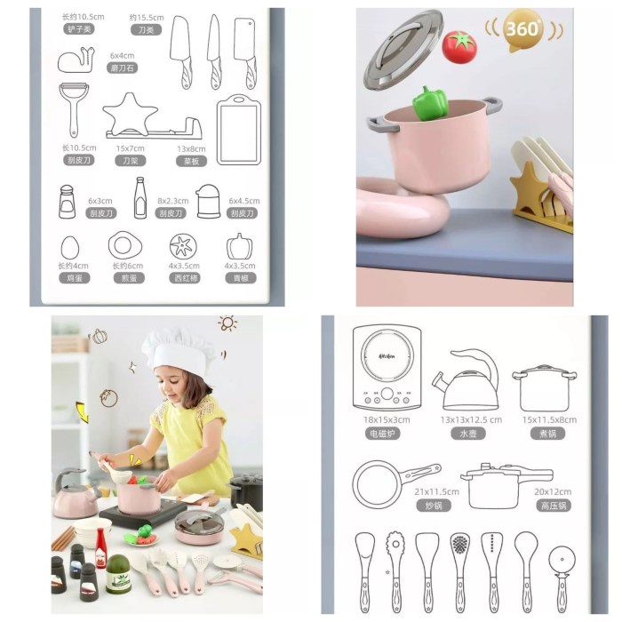 Elmart Mainan Masak Masakan Kitchen Set 31pc Playset Kids Cookware MM1