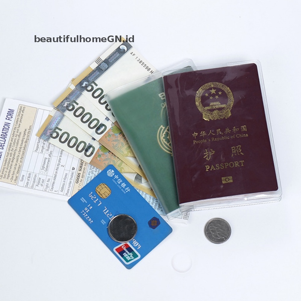 {Cantik} 1pcs Passport Cover PVC Waterproof Case Untuk Kartu Kredit Nama Dompet Paspor~