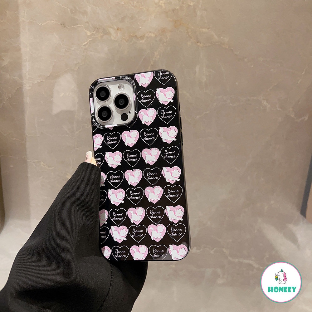 IPHONE Retro Gadis Kartun Kucing Kitten Pink Love Art Phone Case Untuk Iphone14 13 12 11 Pro Max Xr Xs 7 8 Plus Case Cute Sweet Cover