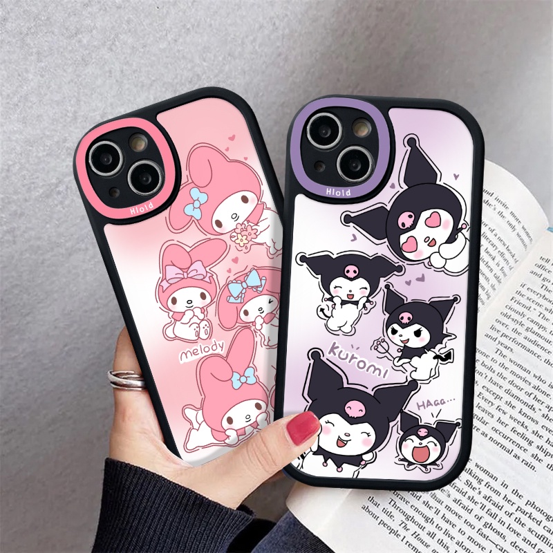 IPHONE Casing Ponsel Kompatibel Untuk Iphone6 7 8 6s Plus XR X XS Max 8Plus 7Plus SE 2020 11 12 14 13 Pro Max Kartun Kuromi Melody Lucu Lembut Tpu Shockproof Back Cover