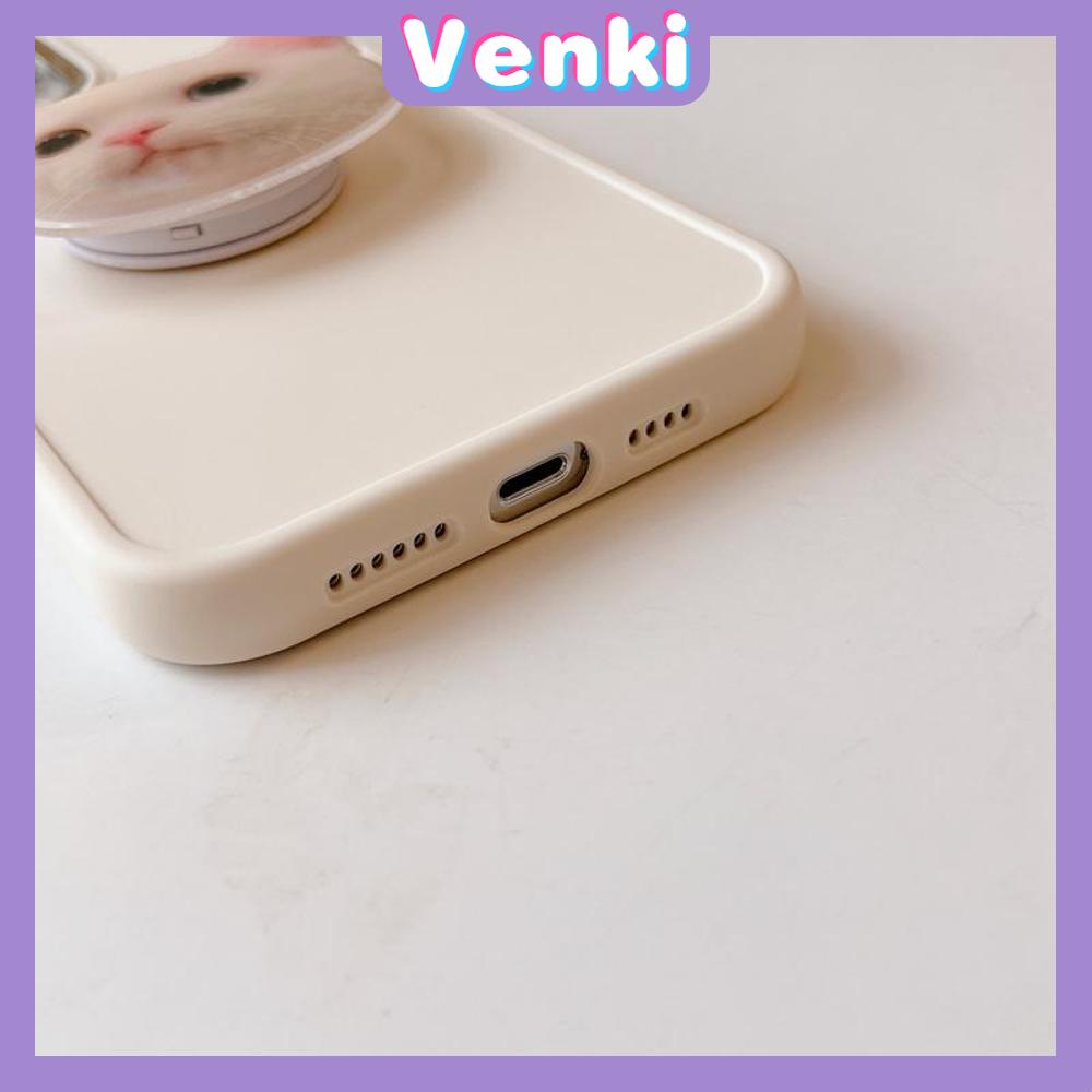 VENKI - Untuk iPhone 14 Pro Max iPhone Case dengan Kucing Lucu Dudukan Lipat Pegangan Bening Pink Plating Matte Soft Case Shockproof kompatibel dengan iPhone 13 Pro max 12 Pro Max 11 xr xs 7Plus