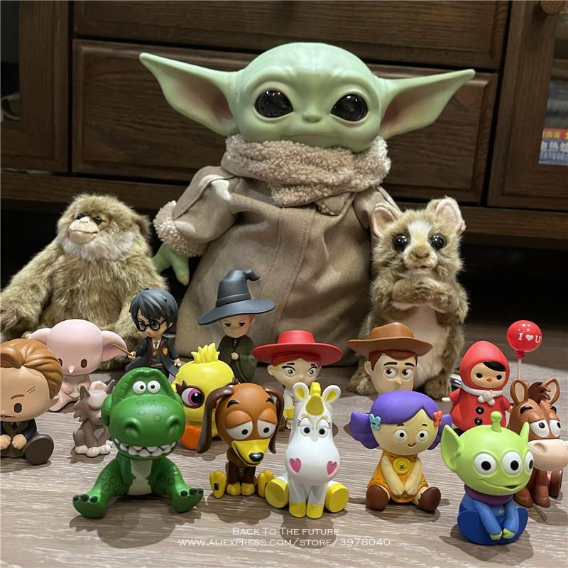 Disney Anime Star Wars Mandalorian The Child Yoda Grogu Baby Pvc Action Figure Plush Doll Mainan Dalam Kotak