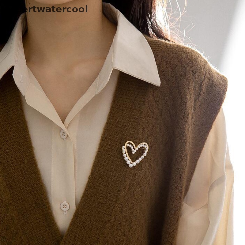 Deid Klasik Kristal Hati Mutiara Bros Pin Trendi Pakaian Gaun T-shirt Jantung Syal Bros Kristal Sutra Syal Gesper Bros Martijn