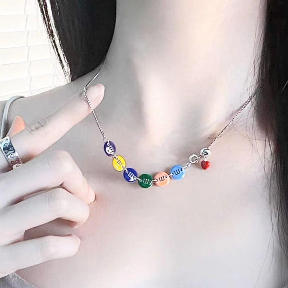 Needway   Gaya Korea Gelang Pesta Elegan Indah Donat Enamel Paduan Manis Harajuku M Surat Kalung