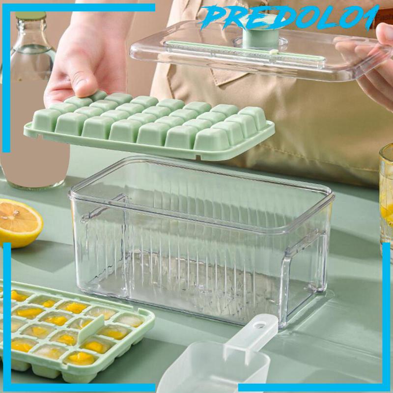 [Predolo1] Ice Cube Tray Tipe Press Reusable Hemat Tempat Untuk Minuman Freezer Chilling