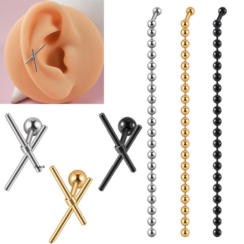 1biji Tragus Garis Tulang Rawan Anting Helix Pinna Lobe Piercing Stailness Steel 16Gauge Barbel