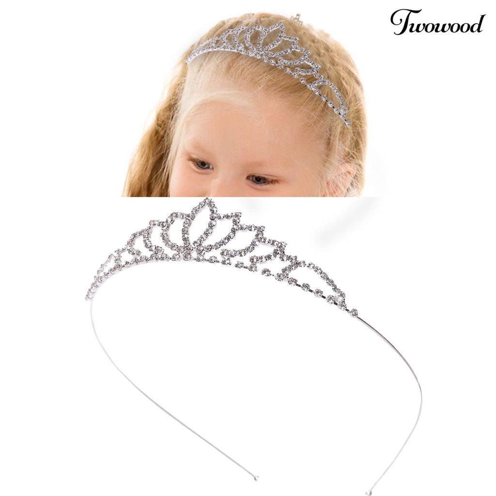 Twowood Bride Crown Berlian Imitasi Berongga Keluar Simetris Dekorasi Rambut Gaya Putri Kinerja Elastis Adjustable Queen Crown Perhiasan Pernikahan