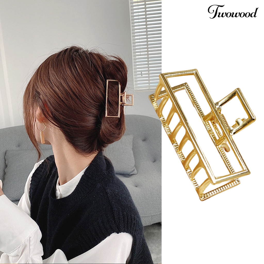 Twowood Lady Hair Grip Strong Grip Electroplated Non-slip Cross Teeth Hollow Out Hiasan Rambut Warna Solid Bentuk Kupu-Kupu Cakar Klip Alat Styling Rambut