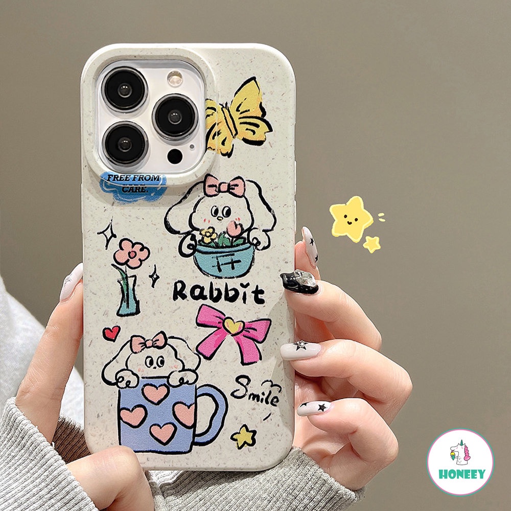 Casing Kelinci Puppy Graffiti Lucu Untuk iPhone 14 Pro Max13 12 11 Pro Max XS XR 7 8Plus Warna-Warni Lembut Shockproof Penutup Belakang