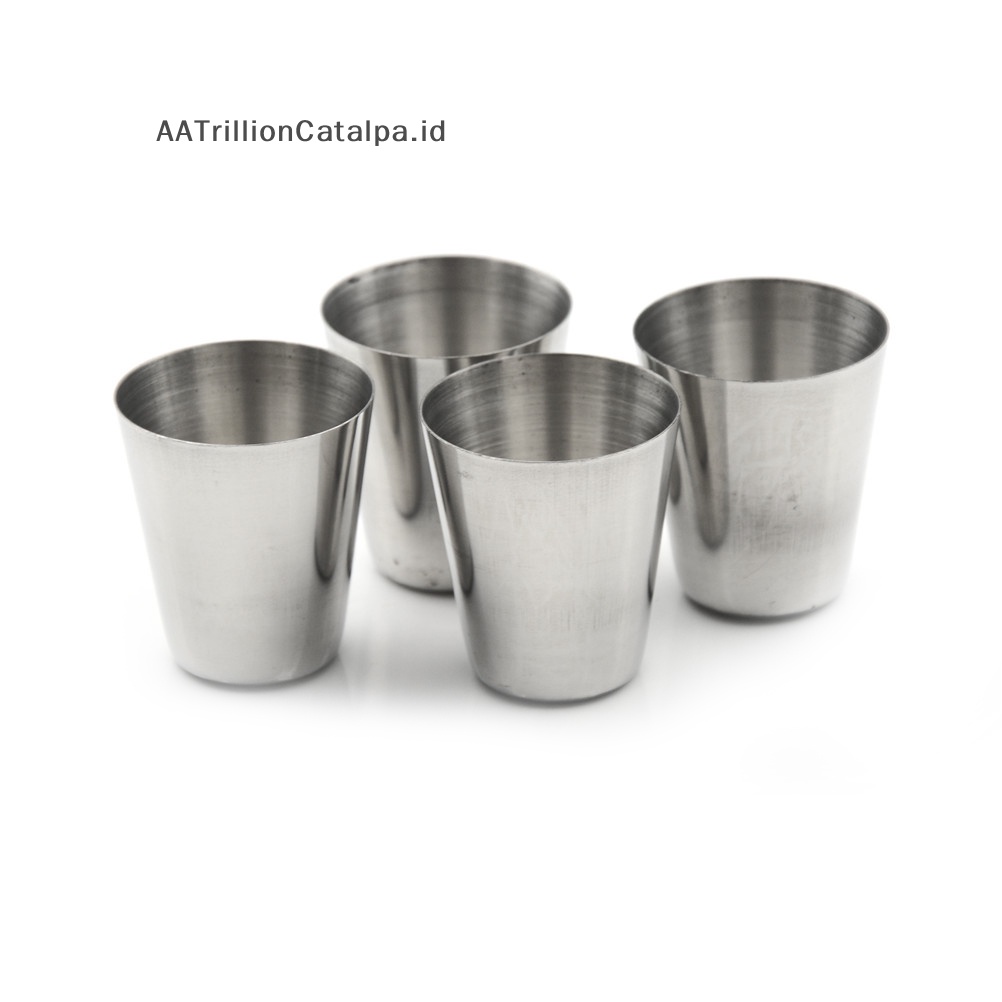 Aatrillioncatalpa Baru 4pcs Camping/Travel Stainless Steel Shot Glass Set Hot 4pcs Set Gelas Sloki Stainless Steel Camping/Travel Hot sale 4pcs Camping/Travel Stainless Steel