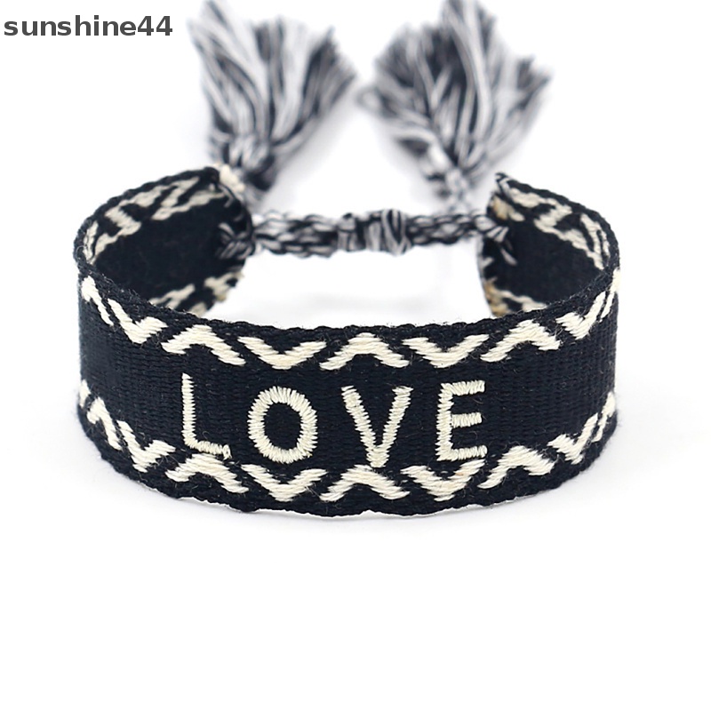 Sunshine Bohemia Gelang Rumbai Bordir Anyaman Untuk Wanita Handmade Tali Adjustable ID