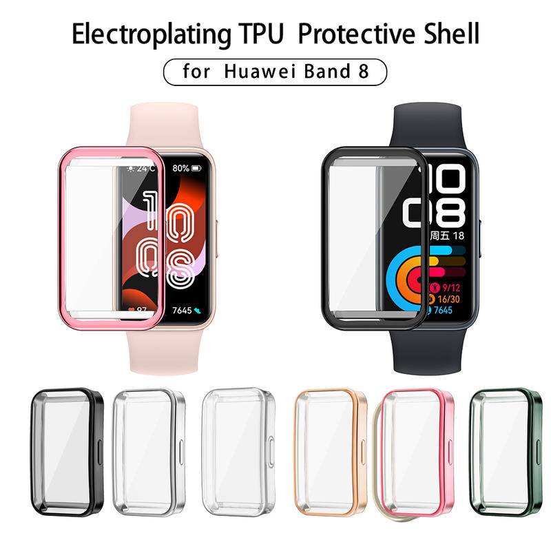 Untuk Huawei Band 8case360° Casing Pelindung Lembut TPU Full Plating Untuk Huawei Band8 Shockproof Tritone