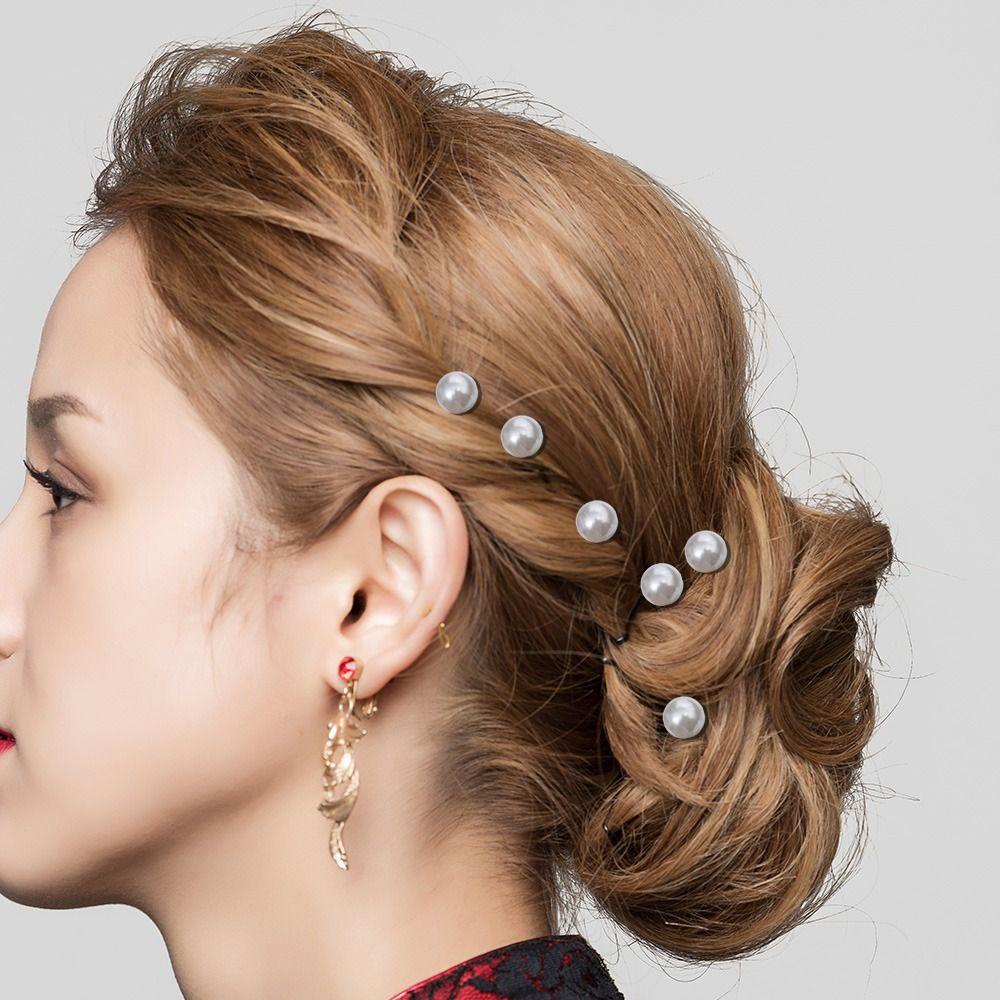 Needway U-shaped Pearl Pin 20Pcs /Set Elegan Vintage Bunga Aksesoris Rambut Wanita Jepit Gaya Rambut Alat Desain Tiara Pengantin Perhiasan Rambut Pengantin