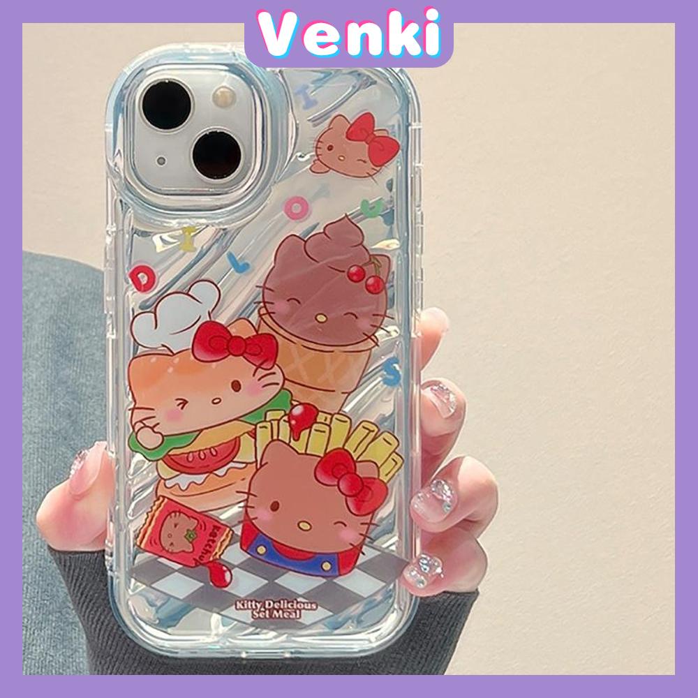 VENKI - Untuk iPhone 11 iPhone Case Laser Reflektif Bening Phone Case TPU Soft Shockproof Airbag Phone Case Lucu Kartun Kompatibel dengan iPhone 14 13 Pro Max 12 Pro Max XR 7 8PLus