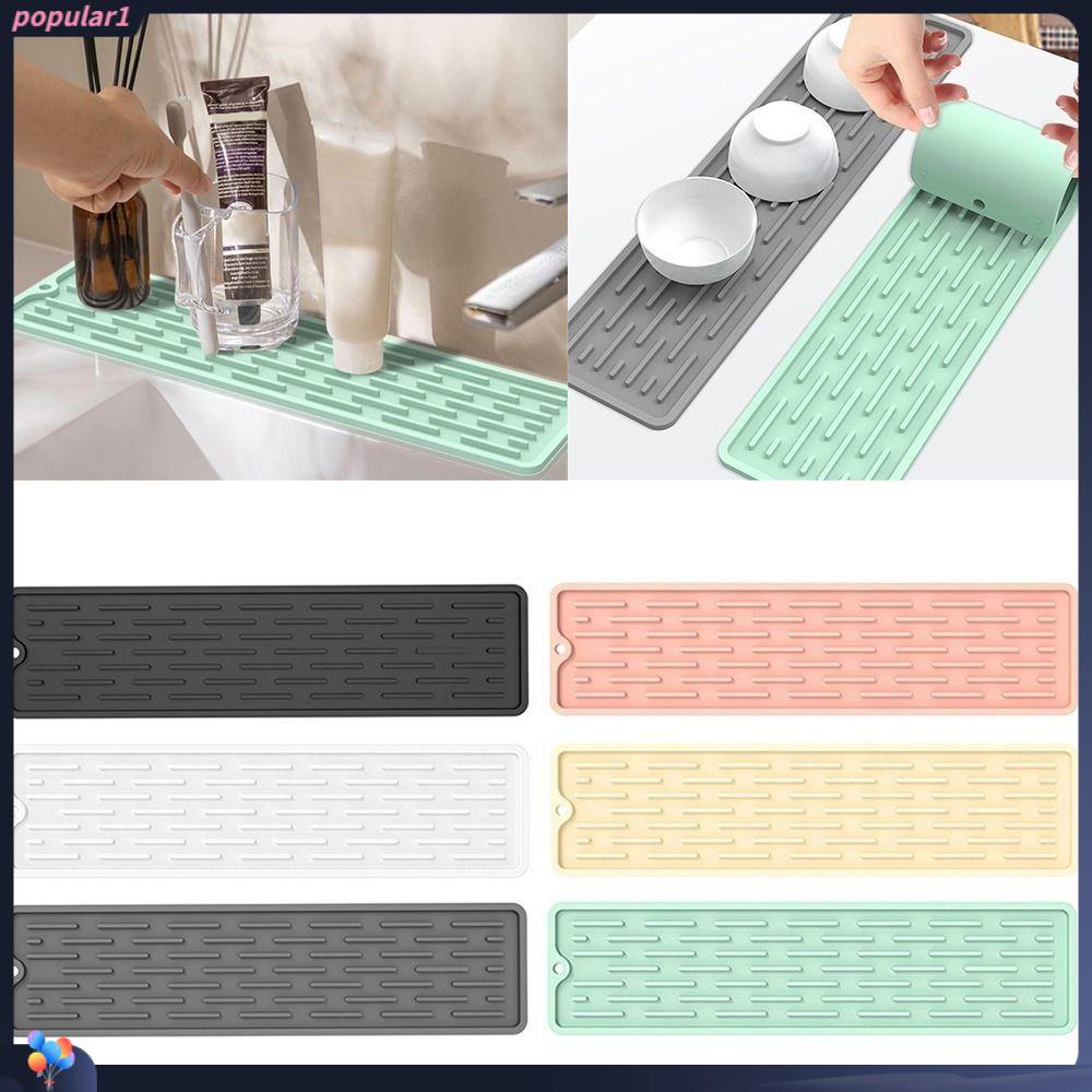 Populer Silicone Faucet Mat Aksesori Kamar Mandi Wastafel Cegah Keran Wraparound Dish Drying Pads Faucet Absorbent Mat