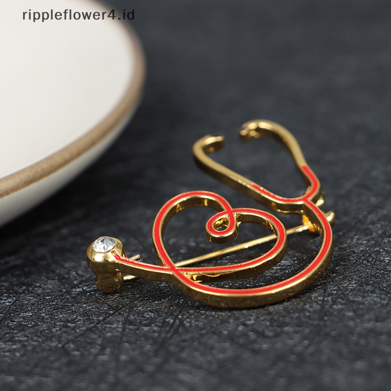 {rippleflower4.id} 1pc Bros Obat Electrocardiogram Pin Berbentuk Hati Bros Dokter~