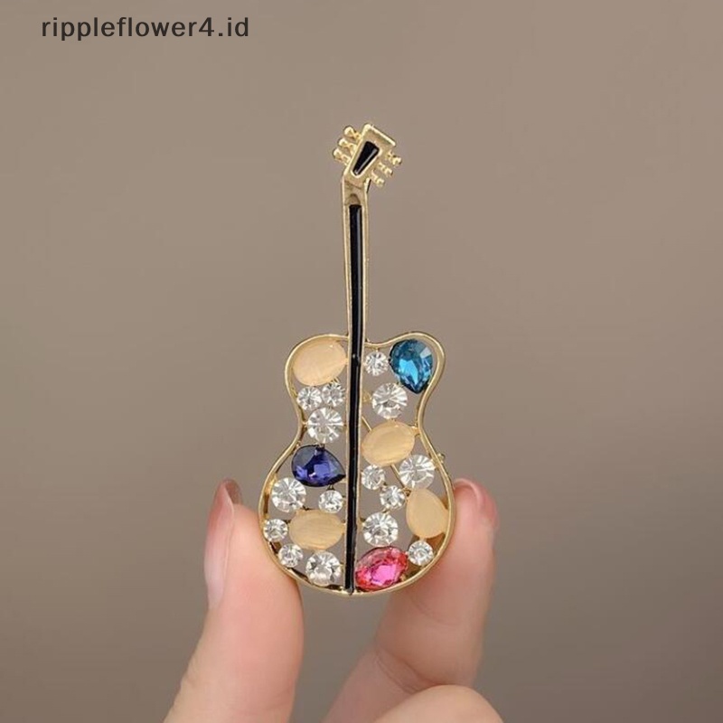 {rippleflower4.id} Fashion Wanita Bros Kristal Berlian Imitasi Biola Bros Pin Perhiasan Bros Alat Musik Pesta Perhiasan Hadiah~