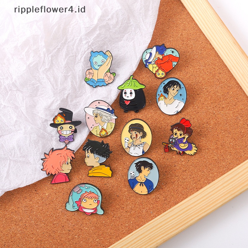 {rippleflower4.id} Pin Enamel Film Kartun Howl Sofia Ponyo Bros Lencana Kerah Pin Lucu Anime Perhiasan Hadiah Untuk Teman Anak~