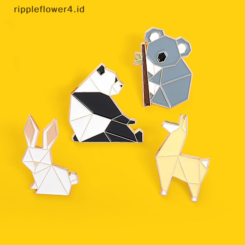 {rippleflower4.id} Pin Enamel Hewan Panda Koala Alpaka Kelinci Bros Tas Pakaian Kerah Pin Lencana~