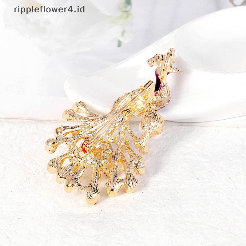 {rippleflower4.id} Vintage Hewan Kristal Berlian Imitasi Bros Wanita Bros Jas Kerah Pin Perhiasan~