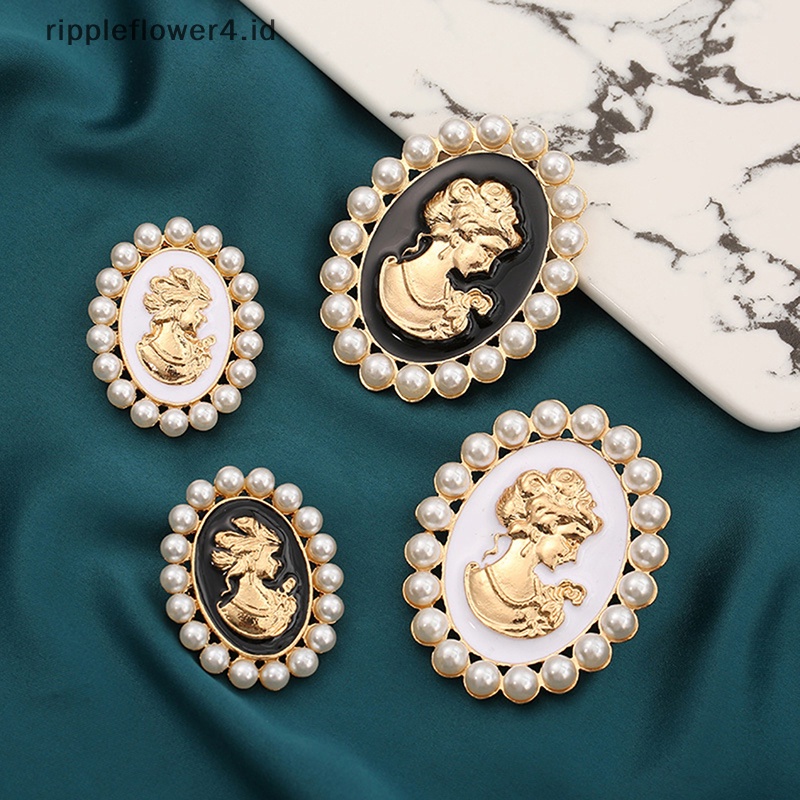 {rippleflower4.id} Fashion Bentuk Oval Mutiara Ratu Bros Untuk Wanita Kerah Pin Kostum Pesta Perhiasan Dekorasi Hadiah~