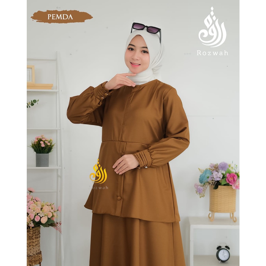 GAMIS TOYOBO KHAKI PEMDA SERAGAM PNS PDH PDL MODEL TERUSAN EXSLUSIVE BY.ROZWAH/ GAMIS PEMDA MODEL ROK/GAMIS PEMDA MODEL MELAYU/COD/GAMIS GURU SETELAN ROK