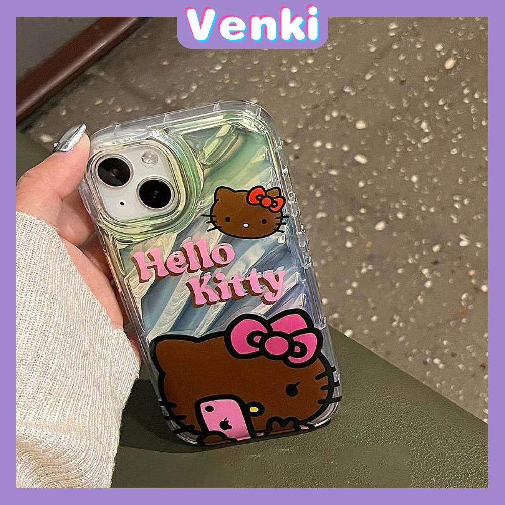 VENKI - Untuk iPhone 11 iPhone Case Laser Reflektif Bening Phone Case TPU Lembut Shockproof Airbag Phone Case Cute Selfie Cat kompatibel dengan iPhone 14 13 Pro max 12 Pro Max XR XR 7 8