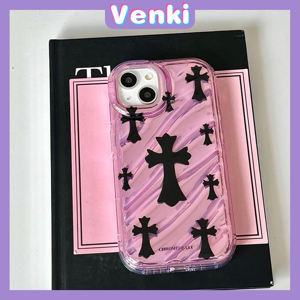 VENKI - Untuk iPhone 11 iPhone Case Laser Reflektif Bening Phone Case TPU Lembut Shockproof Airbag Ponsel Case Sederhana Cro Heart Kompatibel dengan iPhone 14 13 Pro max 12 Pro Max XR XR 7 8