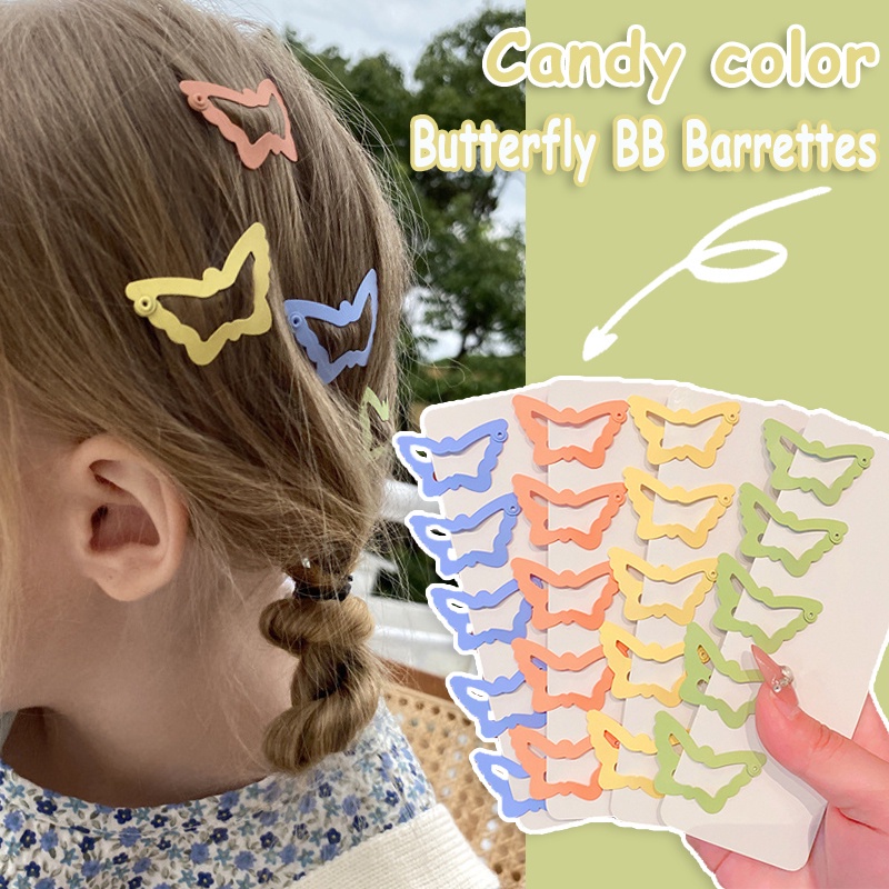 Y2k Musim Panas Anak Lucu Bentuk Kupu-Kupu Jepit Rambut/ Candy Color Korean INS Style Hair Clip/ Klip BB Kecil Bayi Perempuan