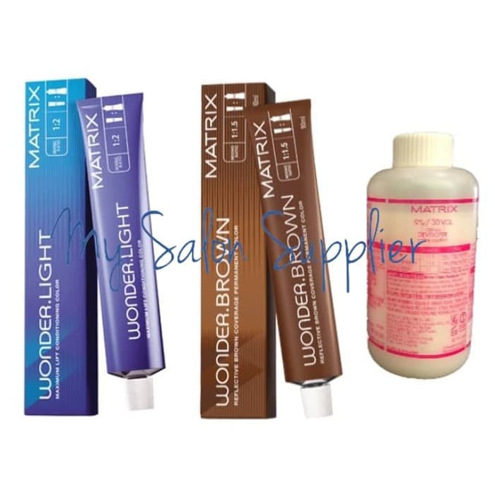 1 SET Matrix Wonder Brown / Light Cat Rambut + Cream Developer Oxidant