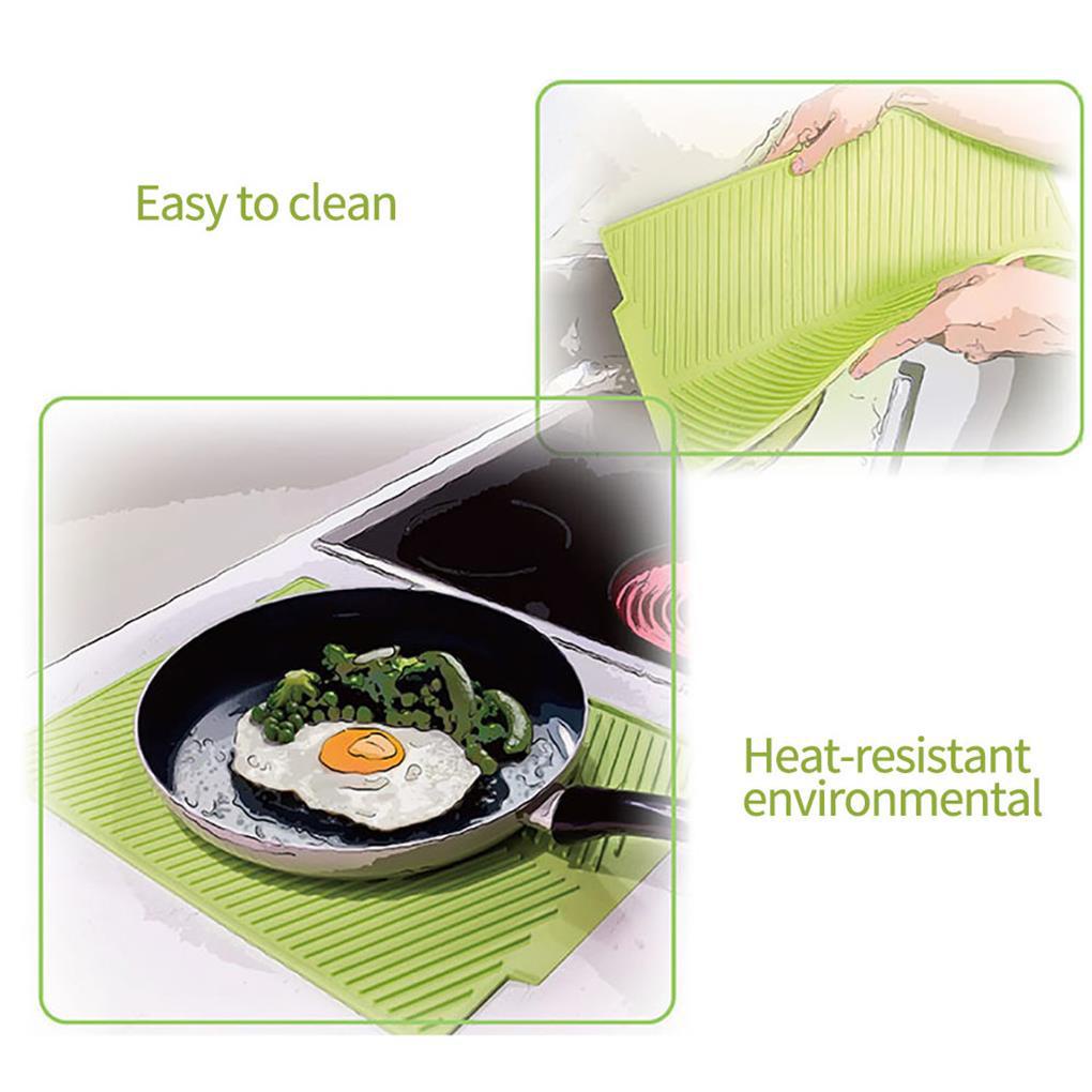 Drying Drain Mat Alas Pengeringan Dapur Tahan Lama Tahan Panas Alas Meja Makan Ringan Dish Drainer Pad Elastisitas Bagus