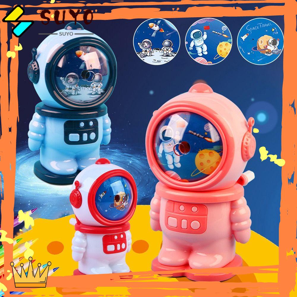 Suyo Astronot Pensil Sharpener Kreatif Kartun Siswa Otomatis Pencil Sharpener