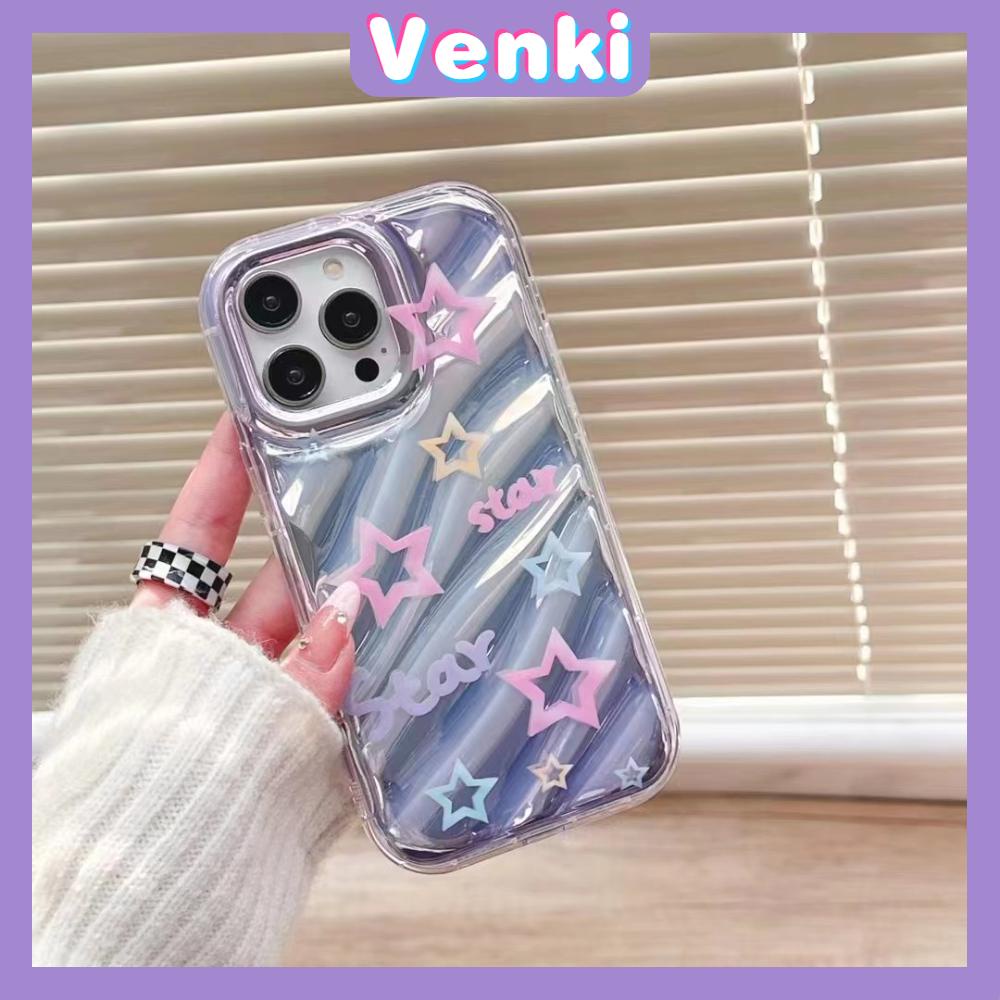 VENKI - Untuk iPhone 11 iPhone Case Laser Reflektif Bening Phone Case TPU Soft Shockproof Airbag Case Bintang Sederhana Kompatibel dengan iPhone 14 13 Pro Max 12 Pro Max XR XR 7Plus 8Plus