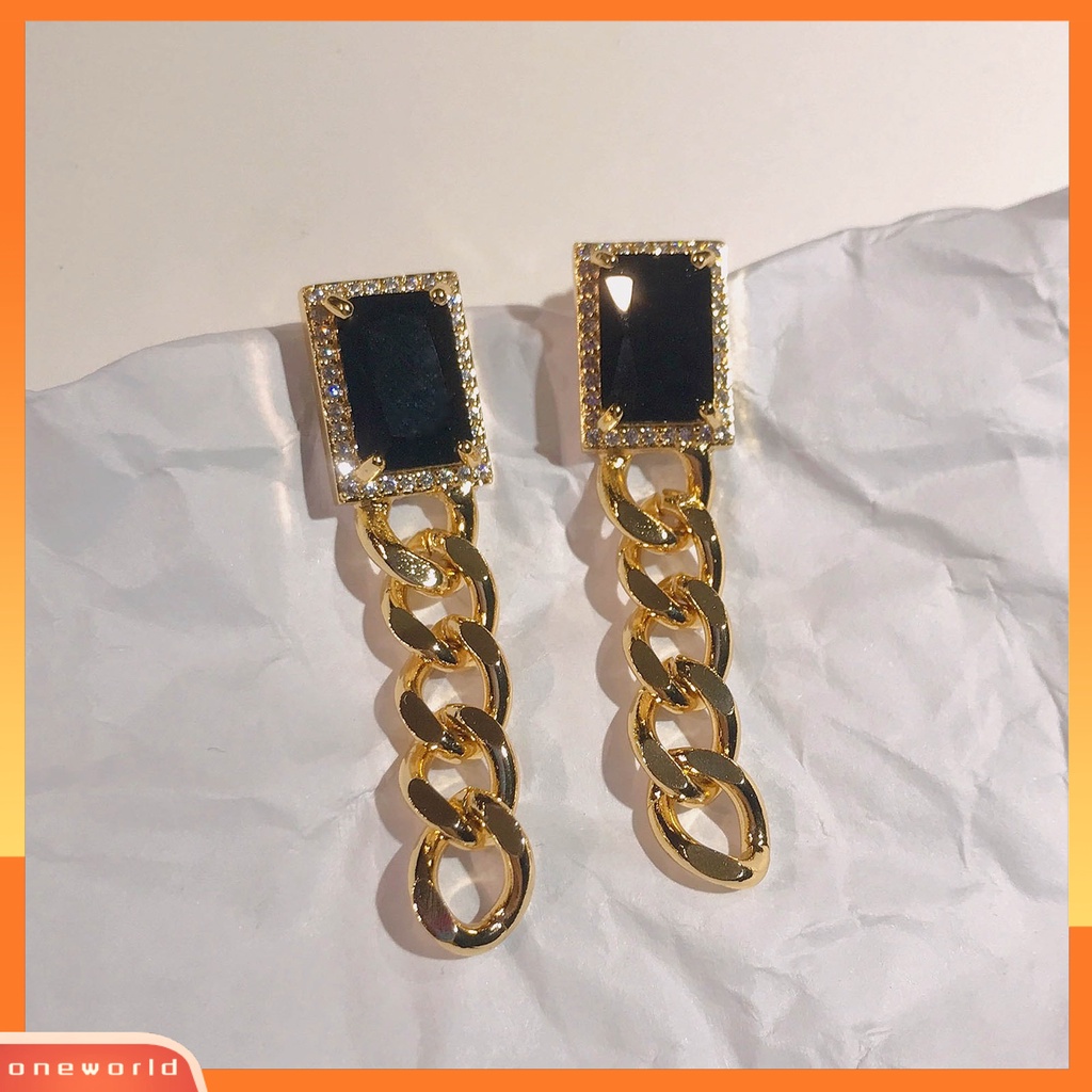 [WOD] Liontin Kalung Vintage Shiny Frame Rantai Style Trendy Perhiasan Drop Earrings Necklace Untuk Pacaran