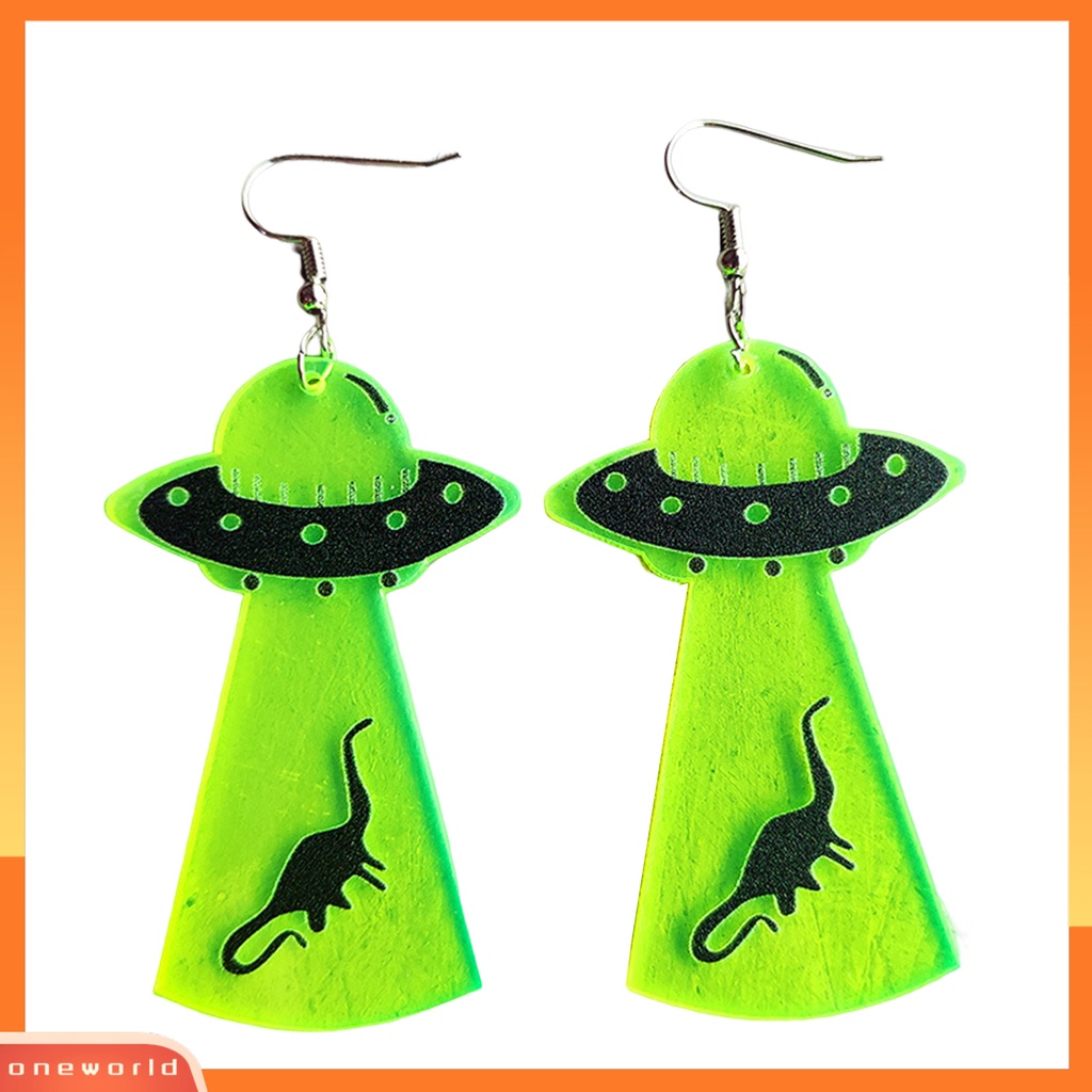 [WOD] 1pasang Anting Halloween Neon Meriah Geometris Pesta Halloween Tengkorak Mengerikan UFO Penyihir Drop Anting Berdandan Perhiasan Hadiah Untuk Festival Hantu