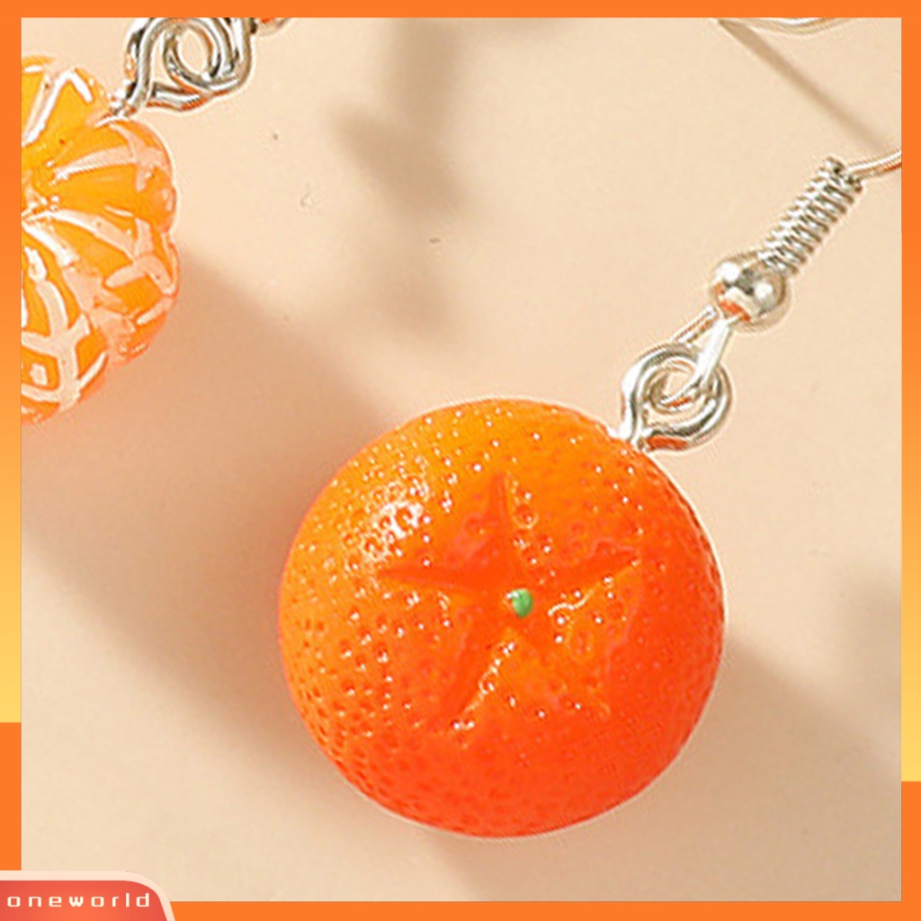 [WOD] 1pasang Hidup Menawan Warna Cerah Menjuntai Anting Indah Buah Orange Drop Hook Earrings Perhiasan Acessories