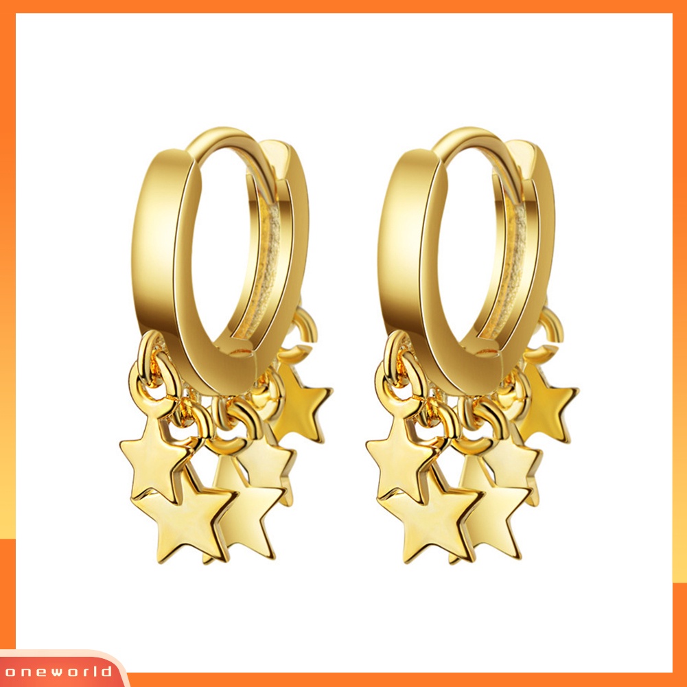 [WOD] Fashion Wanita Bintang Rumbai Menjuntai Drop Hoop Earrings Pesta Perhiasan Hadiah Ulang Tahun