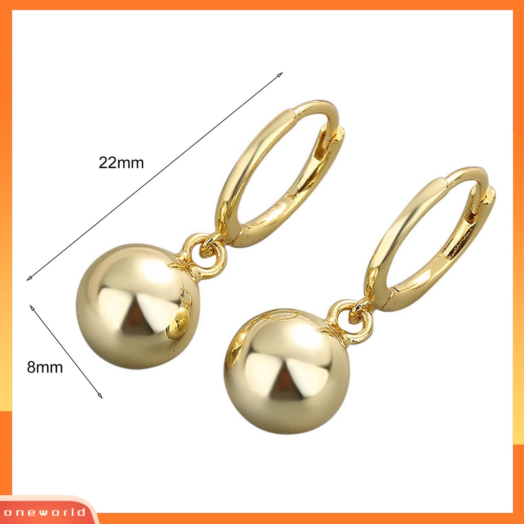 [WOD] 1pasang Wanita Hoop Earrings Warna Solid Pendek Ringan Bola Liontin Menjuntai Anting Hadiah Ulang Tahun