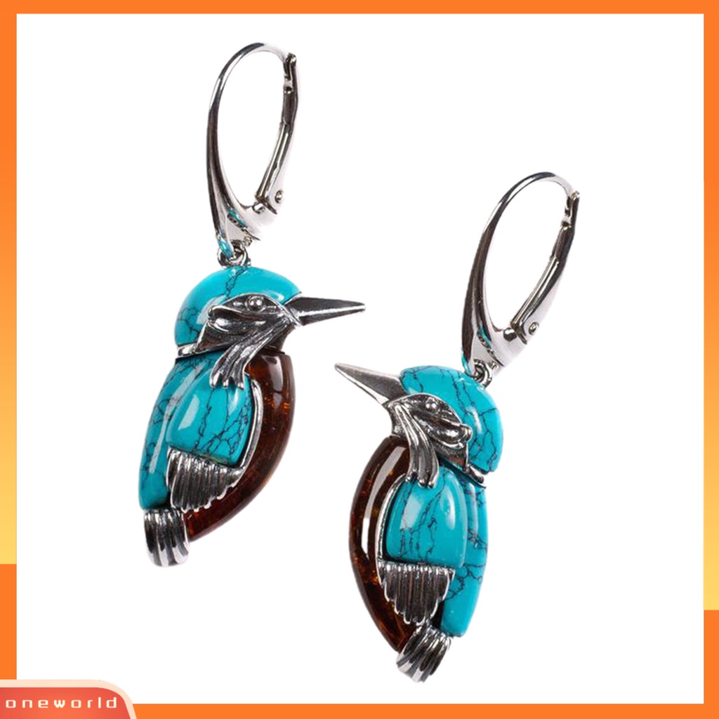 [WOD] Anting Pentant Hypoallergenic Indah Ringan Gaya Alami Biru Turquoise Women Earrings Untuk Wanita