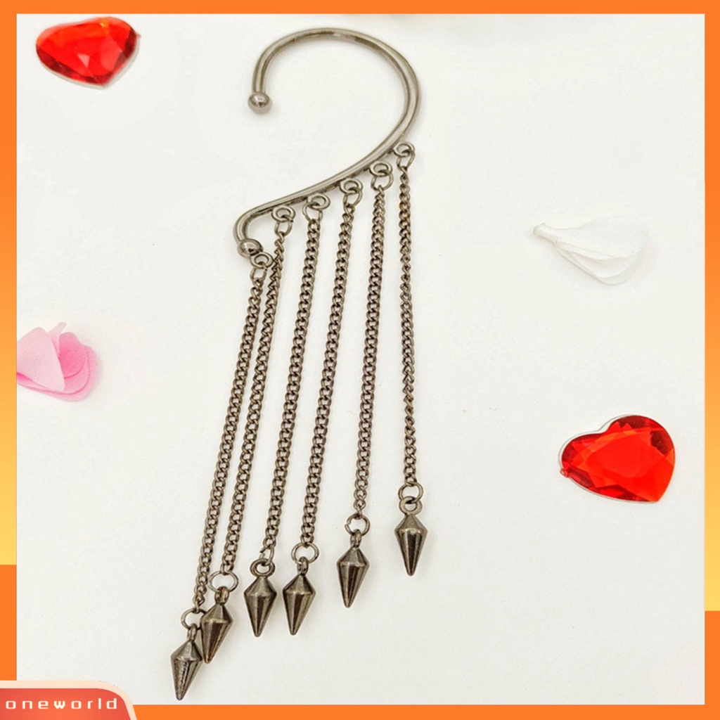 [WOD] 1pc Manset Telinga Rumbai Panjang Wanita Semua Cocok Liontin Tanpa Tindik Klip Anting Untuk Pacaran