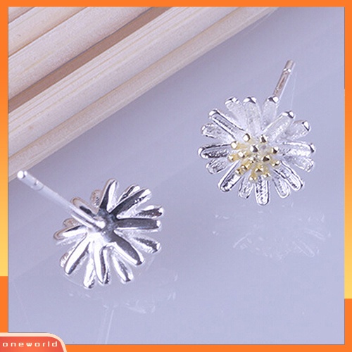 [WOD] Lady's Cute Bunga Matahari925 Sterling Silver Ear Studs Daisy Earrings Perhiasan Hadiah