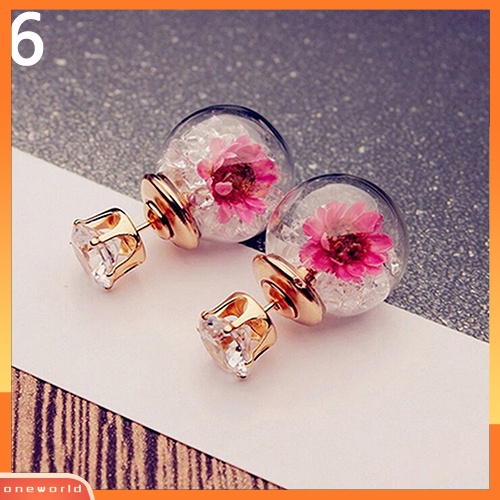 [WOD] 1pasang Fashion Wanita Lady Elegan Bunga Berlian Imitasi Ear Stud Earrings Jewelry