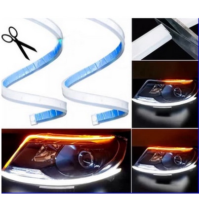 Lampu LED Alis Drl Flexibel Fleksibel Slim Mobil 45 Cm Waterproof with Running Sein 12v 12volt Motor