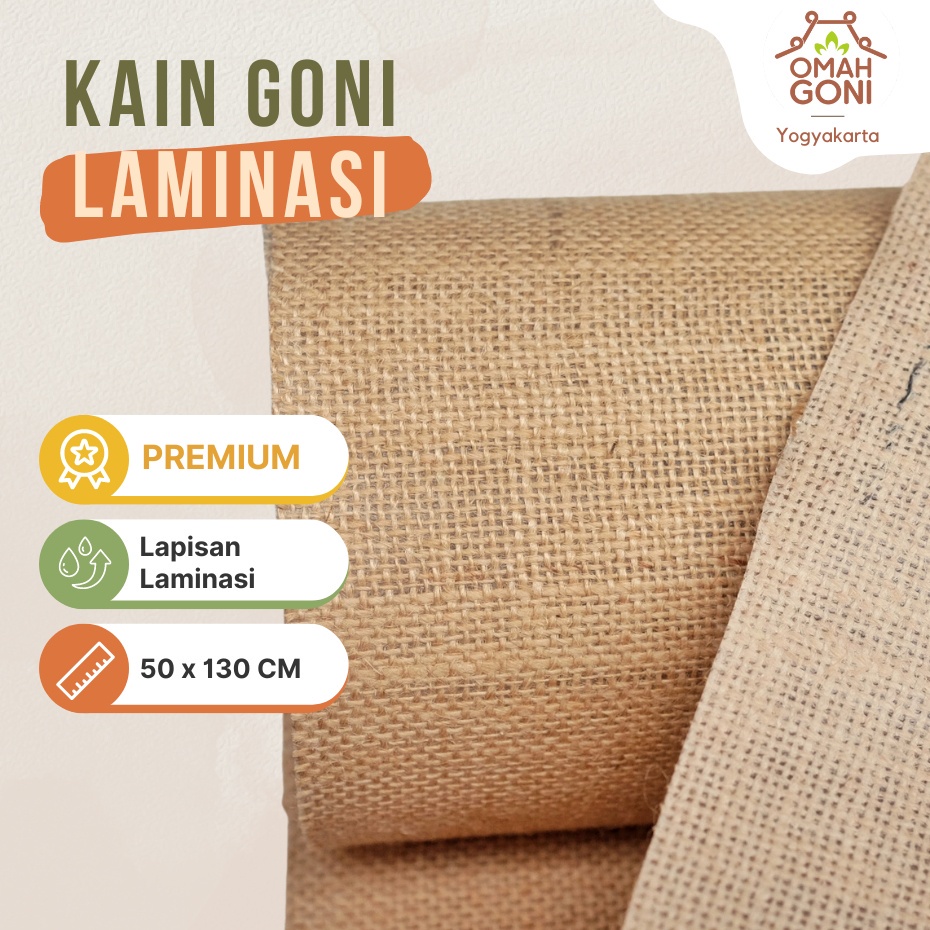 Partenzil Kain Goni Laminasi 50X130 Cm - Bahan Goni Untuk Tas - Laminated Burlap Jute Fabric - Goni